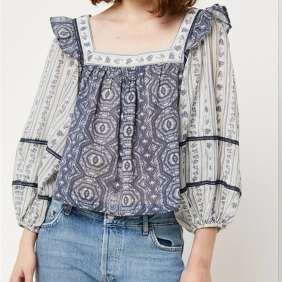 Free People Mostly Meadow Blouse Top Large NWT - Picture 7 of 8